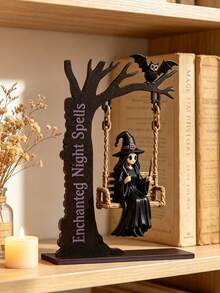 1pc Halloween Witch And Ghost Swing Hanging Ornament, Home Decor, Suitable For Bedroom, Living Room, Dining Room, Under Tree Statue, Sculpture Decoration, Perfect For Halloween Gift, Halloween Display Decoration, Ideal Gift Choice - Type a - View 10