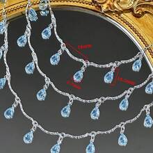 سلسلة نحاسية يدوية الصنع بطول 1 متر مزينة بخرز زجاجي على شكل قطرة ماء وشرابات، مناسبة لصنع الأساور والقلائد وإكسسوارات الملابس - سلسلة نحاسية يمكنك صنعها بنفسك - مشاهدة 3