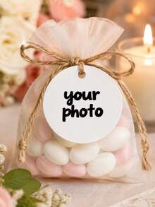 Pegatina redonda personalizada con foto, etiqueta de imagen personalizada, etiqueta de regalo con foto personalizada, decoración para fiesta de boda, tarjeta de recuerdo de memoria - Multicolor - Ver 5