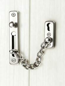 1pc Stainless Steel Door Chain Lock, Anti-Theft Door Chain Lock With Thickened Chain, Heavy Duty Polished Door Latch With Screws, Apartment Hotel Home Security Door Protection, Easy Installation - Multicolor - View 6