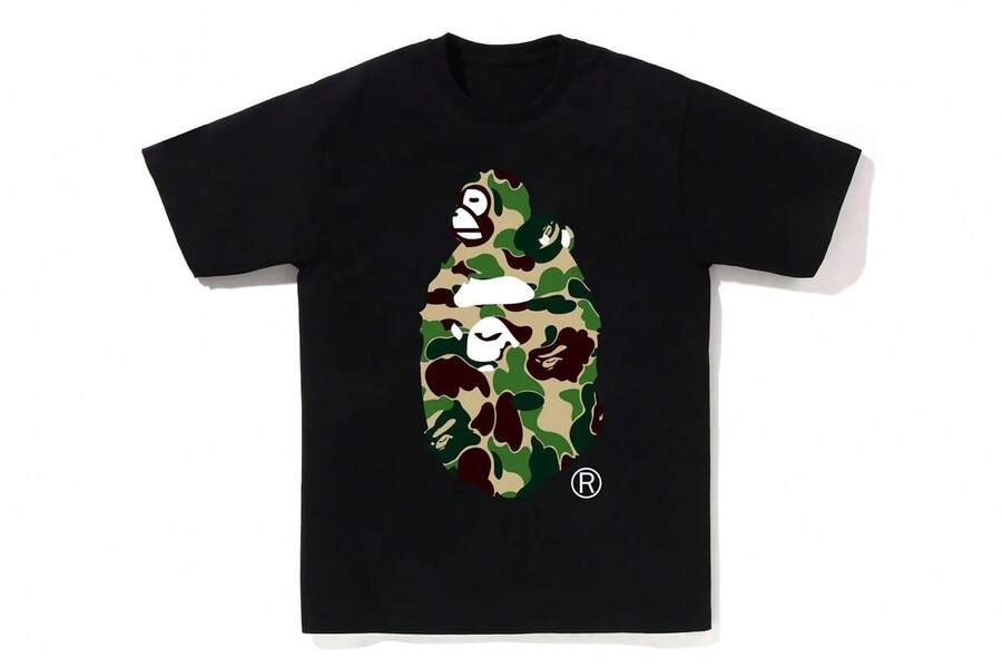 Japanisches Wabi-Sabi Retro-T-Shirt, Samurai-Abenteuer-Charakterdruck, 100% Baumwolle Rundhalsausschnitt, Unisex Sommer-Oberteil - Schwarz - Übersicht 1