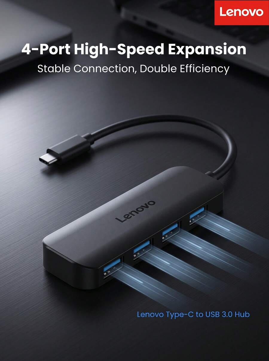 Lenovo This Docking Station Is A Type-C To USB 3.0 Adapter For Connecting USB Flash Drives, Keyboards, Mice, Headphones, And Mobile Phones Via OTG. It Supports USB External Hard Drives, Keyboards, Mice, Printers, And Other Devices. - View 1