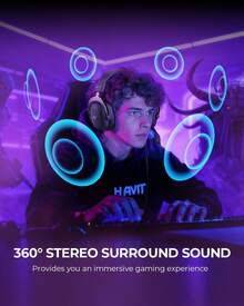 HAVIT H2002D Gaming Headset With Microphone, Compatible With PC/Laptop/Phone/PS4, Streaming Headset With Soft Ear Cushions - Black - View 2