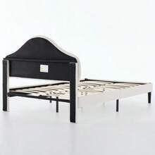 Upholstered Platform Bed Frame In Full Size With Adjustable Headboard, Velvet Single Bed With Wooden Slat Base, No Box Spring Needed, Easy Assembly, 140x200 Cm - 米色 - 查看 7