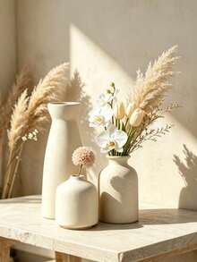 1pc Handmade Vintage MINI Small Vase, Nordic Minimalist Style Small Vase, Ins Style Matte Home Decor Small Vase, Desktop Home Cafe Decoration Ornament, Country Farmhouse Floral Centerpiece Decoration, Living Room Bohemian Home Decor - Beige - View 2