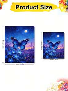 1pc DIY Digital Oil Painting, Blue Large Butterfly, Handmade Canvas Art, Suitable For Adult Beginners, DIY Frameless Digital Oil Painting, Home Wall Decor Gift - Frameless - View 4