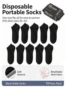5 Pairs/10 Pairs/20 Pairs Disposable Socks, Black|White, Mid-Calf, 1 Bag Of 5 Pairs, Convenient For Travel, Business Trips And School, Unisex, All Season Wear, Breathable, Deodorizing And Sweat-Proof, Suitable For Sports - Pull-out Bag Style - View 13