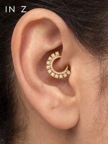 1pc 925 Sterling Silver 16G Double Row Zirconia Inlaid Sunflower Earring – Cartilage Hoop, Helix Hoop, Nose Ring, Septum Ring, Seamless Clicker Earring, Mini Earring, Tragus Hoop, Cartilage Piercing Hoop, Silver Seamless Cartilage Earring, Suitable For Men And Women Daily Wear - Double Row Round Diamond - View 7