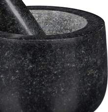 Granite Mortar And Pestle, Heavy-Duty And Durable, For Spices And Herbs, Polished Stone Mortar, Ø 12 Cm, 300 Ml, Black - 1 - View 7