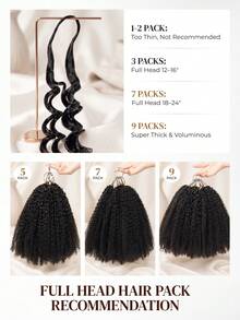 ARABELLA Extensiones de cabello humano 100% natural negro rizado afro crochet sin nudos tipo pluma de 14-24 pulgadas hechas a mano pre-enlazadas pre-seccionadas invisibles Miracle Knot - SNatural - Ver 6
