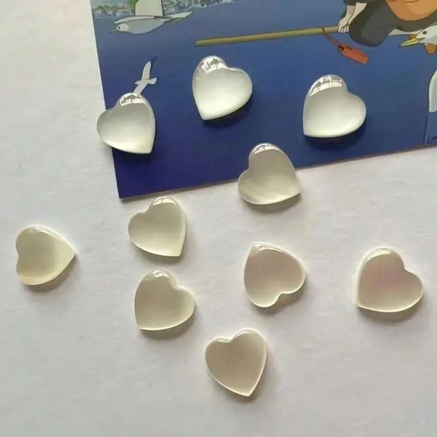 5/10/15pcs White Transparent Heart-Shaped Fridge Magnets Photo Wall Message Board Magnetic Stickers Home Decor - White - View 1