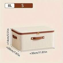 1pc - Gray Cationic Clothing/Bed Sheet Storage Box, A Folding Storage Box With Zipper And Handle, Gray Storage Box, Polyester Linen Material, Square, With Lid, Sturdy And Durable, Versatile, Can Be Used To Store Clothing, Toys And Other Items - Beige - View 16