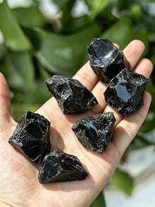 QYDCX 1/5/10 buah Batu Kristal Mentah Alami Tidak Beraturan, Obsidian Amethyst Pelangi Fluorite Batu Permata Penyembuhan, Spesimen Mineral untuk Dekorasi Diffuser Meditasi DIY - obsidian - View 6