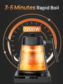 Brutelle 1200W Fast Heating Temperature Sensing Electric Kettle, 1000ml Stainless Steel Body, Auto Shut-Off & Keep Warm Function, Suitable For Home Kitchen Coffee Corner, Black - Black - View 5