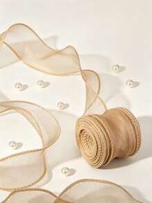 Translucent Organza Rolled Edge Ribbon, Suitable For Gift Wrapping, Cake Decoration, Wedding, DIY Bows And Satin Ribbons, Used For Holiday Party Decoration And Home Decor - Gold - Multi-color - View 2