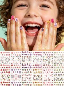 13 Lembar Stiker Kuku Motif Kartun Hewan Lucu, Stiker Kuku Anak Motif Buah dan Makanan Penutup, Dekorasi Kuku Anak/Hadiah Anak - MultiWarna - View 6