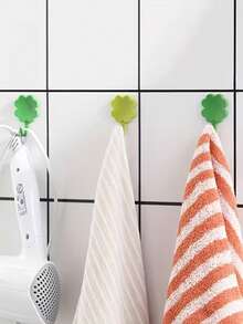 1pc Clover-Shaped Strong Self-Adhesive Hook, Bathroom & Kitchen Wall-Mounted Storage Organizer, Waterproof Removable Damage Free Tape, Suitable For Tile And Glass Walls, Multi-Functional Hook - Multicolor - View 8
