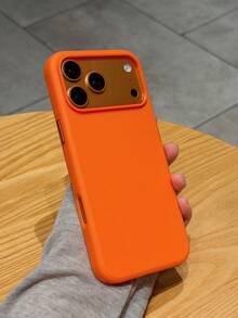 1 Buah Casing Ponsel Bumper Anti Guncangan Ramah Kulit dengan Tekstur Tenun Teknologi Imitasi, Potongan Lensa Penuh, Pelindung Lembut Anti Selip untuk iPhone 17 Pro Max/16 Pro/15/14/13/12/11, Casing Ponsel Matte Warna Solid Beragam, Tahan Jatuh dan Debu, Casing Ponsel Tipis - Jeruk - View 3