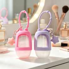 2pcs Pink Purple Dopamine Color [Refillable Squeeze Bottle] With Cover + Star Pendant, Keychain And Star-Shaped Charm, Portable Small Size Waterless Hand Sanitizer Bottle, Leak-Proof Design, Reusable, Suitable For Office, Gym, Travel And School - View 7