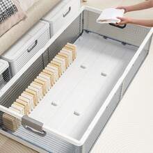 Space-Saving Foldable Under-Bed Storage Box With Lid, Dustproof Flat Storage Box For Blankets, Clothing, Toys And Hidden Storage In The Bedroom - 查看 4