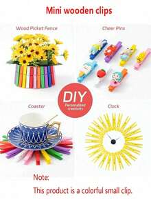 50/20/10/1pc Colorful Small Wooden Clips, Photo Hanging Clips, Cute Memo Clips, Clothes Pegs, Sealing Clips, Wooden Photo Clips, Suitable For Handmade Crafts, Multi-Functional DIY Decoration - Multiple Styles - View 2