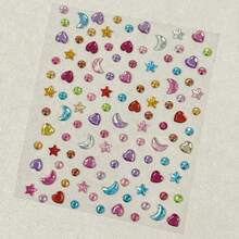 1pc Self-Adhesive Face Rhinestone Sticker, Multicolor Star Moon Heart Shaped Gem Jewelry, Reusable Diamond Face Decoration, Suitable For Festival Party,Halloween Costume - Multicolor - View 6