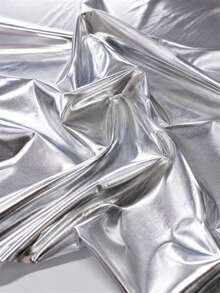 1pc Silver Metallic Elastic Fabric, Shiny Mirror Coating Material, Good Elasticity, Smooth And Soft, Suitable For Stage Costumes, Futuristic Styles, Capes, Fashion Dresses, Photography Props And Artistic Clothing Sewing - Multicolor - View 5
