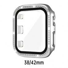 黑色、銀色、玫瑰金、藍色通用保護殼，適用於男女性 40mm 41mm 42mm 44mm 45mm 46mm 49mm，PC 硬質材質，附水鑽直角邊框與螢幕保護貼 2-in-1 防撞防刮防塵，相容 Ultra 3 2 1 系列 10 SE 9 8 7 6 5 4 系列 - 彩色 - 查看 64