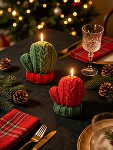1pc Christmas Knitted Glove Shaped Scented Candle, Christmas Decorations, Desktop Decor, Birthday And Christmas Gift, Party Decoration, Combines Soothing Fragrance And Decorative Function - Multicolor - View 7