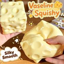 1 pieza Juguete antiestrés de queso cuadrado transparente, textura de gelatina suave con rebote lento, juguete sensorial suave y lindo para aliviar el estrés, decoración de escritorio, squishy de dumpling - Multicolor - Ver 2