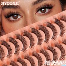 10 Pairs Curl False Eyelashes, Transparent Lash Root, Voluminous Soft 3D Faux Mink Eyelashes, Suitable For Natural Fluffy Effect - Black - View 11