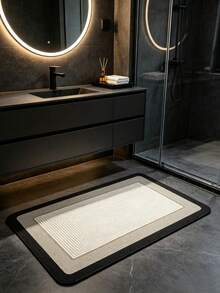 1PC Cream Style Geometric Square Bathroom Mat, Absorbent Bathroom Floor Mat, Anti-Slip And Washable Foot Mat For Shower Door, Bathroom Rug, Door Mat, Small Rug, Carpet, Floor Mat, Home Decor, Area Rug, Outdoor Mat, Home Decor, Area Carpet, Bedroom Carpet, Washable Carpet, Printed Semi-Circular Sun Pattern Door Mat, Fun Machine Washable Rug - Multicolor - View 3