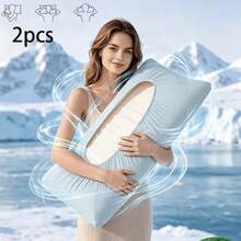 2pcs/Set Cool & Breathable Full Wrap Pillowcase, All-Around Non-Slip Single Pillowcase, Solid Color Easy To Put On, Soft & Skin-Friendly, Suitable For Hotel And Homestay - Multicolor - View 5
