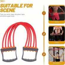 LINGPENG LENGPENG Unisex Home Fitness Chest Expander, Rubber Tube Arm Strengthener & Shoulder Stretcher For Chest Muscle Training - Multicolor - View 5