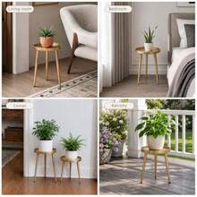 Soporte de plantas de altura ajustable con bandeja, soporte de metal para plantas para interiores y exteriores, soporte de macetas de mediados de siglo para macetas de 11 pulgadas, capacidad - Multicolor - Ver 8