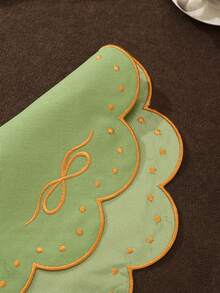1-6pcs Bowknot Polka Dot Placemats, French Country Fabric Wavy Round Embroidered Waterproof Table Mats For Home, Afternoon Tea, Birthday Party - Multicolor - View 10
