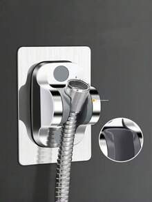 1pc No-Drill Wall Mounted Storage Rack, Universal Fixed Shower Base, No-Drill Shower Bracket, Adjustable Shower Head Holder For Bathroom And Bathtub - A - View 7