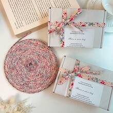 Cream Soft Skin-Friendly Floral Satin Ribbon, Suitable For Gift Wrapping, Handmade Crafts And Holiday Decoration, Pastoral Style Ribbon, Suitable For Christmas, Valentine's Day, New Year, All-Year Handmade Creation, Fresh Aesthetic - Multicolor - View 2