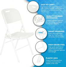 2026 HOT :  3-Piece Folding Set - 6ft White Folding Table With 2 Premium Folding Chairs - Waterproof, Heavy-Duty & Portable - Garden Parties, Catering, Camping, Exhibitions & Indoor/Outdoor Events - 6ft Table + 2 X Premium Chairs - View 2