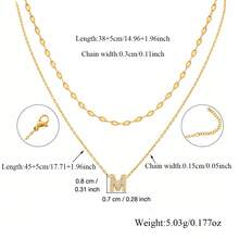 2 Pcs/Set New Initial Pendant Stainless Steel Chain Necklace Set For Women - Yellow Gold - View 2