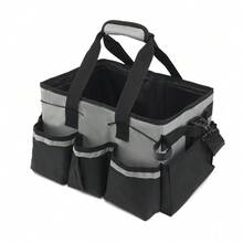 1pc Large Capacity Outdoor Storage Bag (Gray, White), Camping Storage Bag, Cleaning Tool Storage Bag, Storage Bag With Detachable Adjustable Shoulder Strap, Multi-Functional Storage Bag, Crossbody Portable Cleaning Tool Waist Bag, Outdoor Tool Bag, Outdoor Storage Bag, Multi-Functional Storage Bag, Indoor Storage Bag - Multicolor - View 9