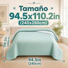 Quilted Pink Bedspread 240x280cm With Diamond Design, Reversible Polyester Fiber Coverlet, Soft And Breathable Lightweight Bedding For Single Bed - 1 Pc - View 10