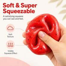 1pc New Watermelon Shaped Squishy Toy, Handmade Ice Cream Texture, Crisp ASMR Sound, Slow Rebound Stress Relief, Watermelon Ice Ball Sand Squishy, Anxiety Relief, Fingertip Toy, Stress Relief Toy, Squishy, Sqishy Toys, Squishy Stress Toy, Dumpling Squish - Multicolor - View 2