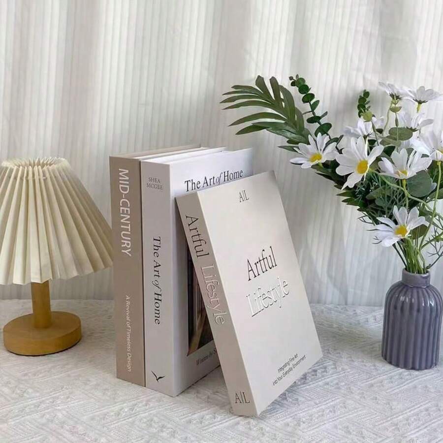 3件組居家時尚仿真書裝飾，奢華裝飾書，客廳裝飾，家居裝飾，咖啡桌書，可堆疊展示書，酒店裝飾，禮物