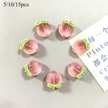 5/10/15pcs Peach Fridge Magnets, Cute 3D Resin Fruit Fridge Stickers, Kitchen Decor Message Board Magnets, Refrigerator Accessories, Home Decor - Multicolor - View 3