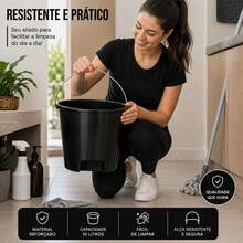 Balde Plástico 10 Litros Alça Metal Galvanizada Reforçado Multiuso Limpeza Faxina Jardinagem - Multicolorido - Visão 7