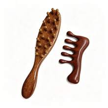 2Pcs Wooden Massage Comb Set, 5 Claw Scalp Massager And Round Teeth Head Massage Brush, Natural Wood Hair Scratcher For Head Neck Shoulder Daily Relax - Brown - View 8