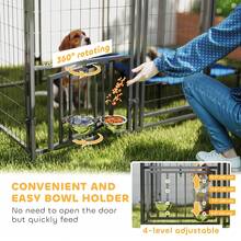 PawHut 6' X 6' X 6' Dog Run Outdoor, Large Outdoor Dog Kennel Welded Wire Steel Fence With UV-Resistant & Waterproof Cover, Rotating & Adjustable Bowls, Secure Lock, Silver - 銀色 - 查看 5