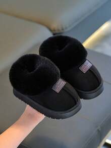 1 Pair Kids Snow Boots Boys Indoor Home Anti-Slip New Cartoon Warm Fuzzy Slippers Winter - Black - View 2