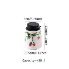 Hand-Painted Strawberry Pattern Ceramic Dispenser Bottle For Bathroom Vanity, Kitchen Sink, Multi-Purpose Toiletries - A - View 13